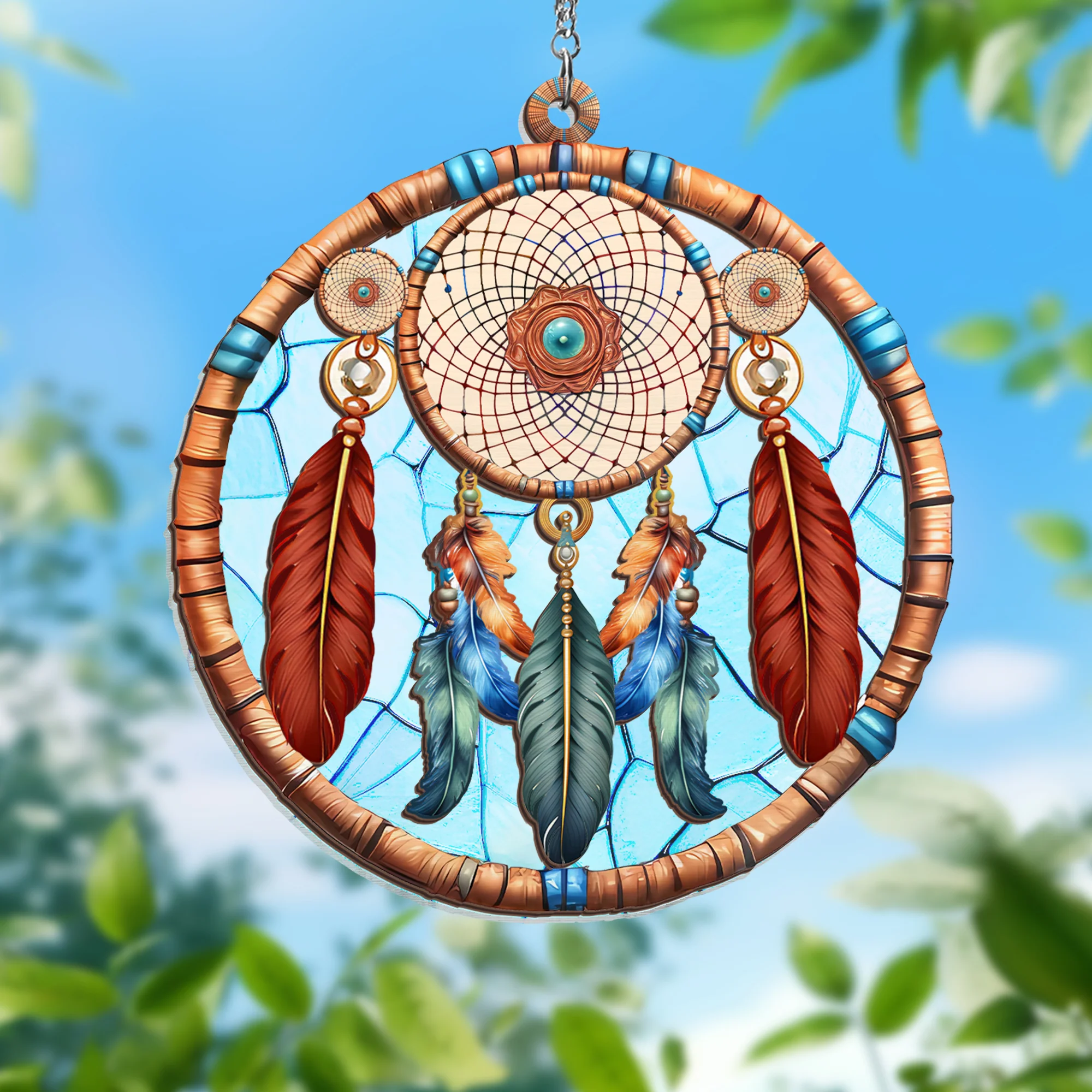 Dreamcatcher Native American 2 Layered Hanging Suncatcher