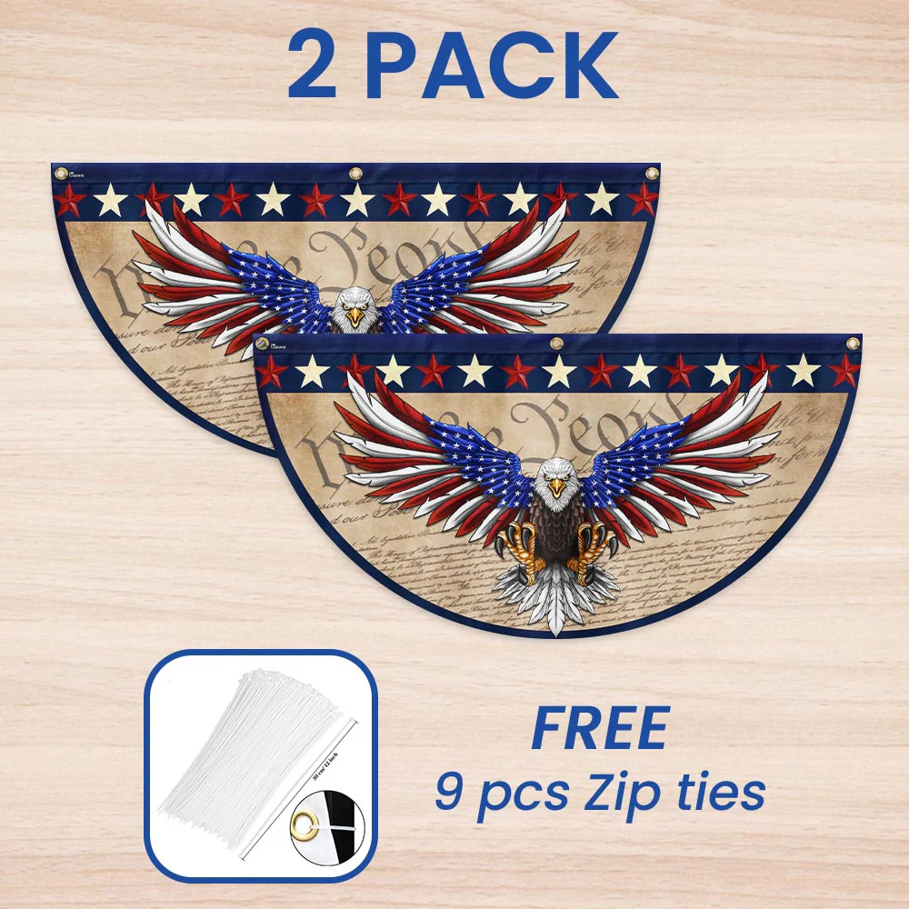 Bimipi American Flag - We The People Patriotic Eagle Non-Pleated Fan Flag