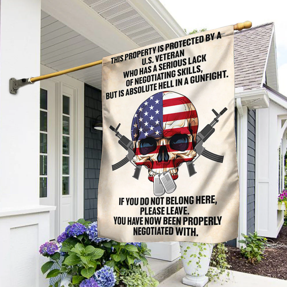 U.S. Veteran Military Skull American Flag