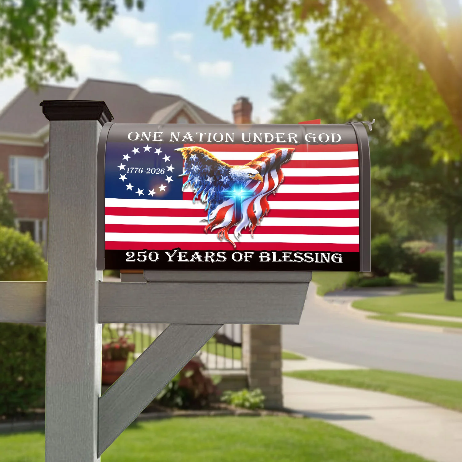 250 Years of Blessing Patriotic Eagle Mailbox Cover for Decoration