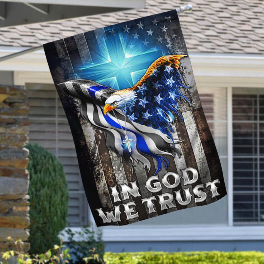 Bimipi American Flag - In God We Trust Christian Cross, American Eagle, The Thin Blue Line Flag