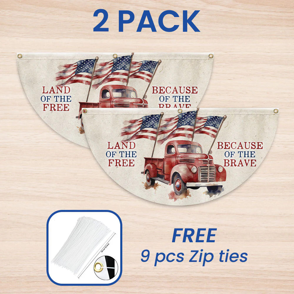 Land Of The Free Because Of The Brave 4th Of july Non-Pleated Fan Flag