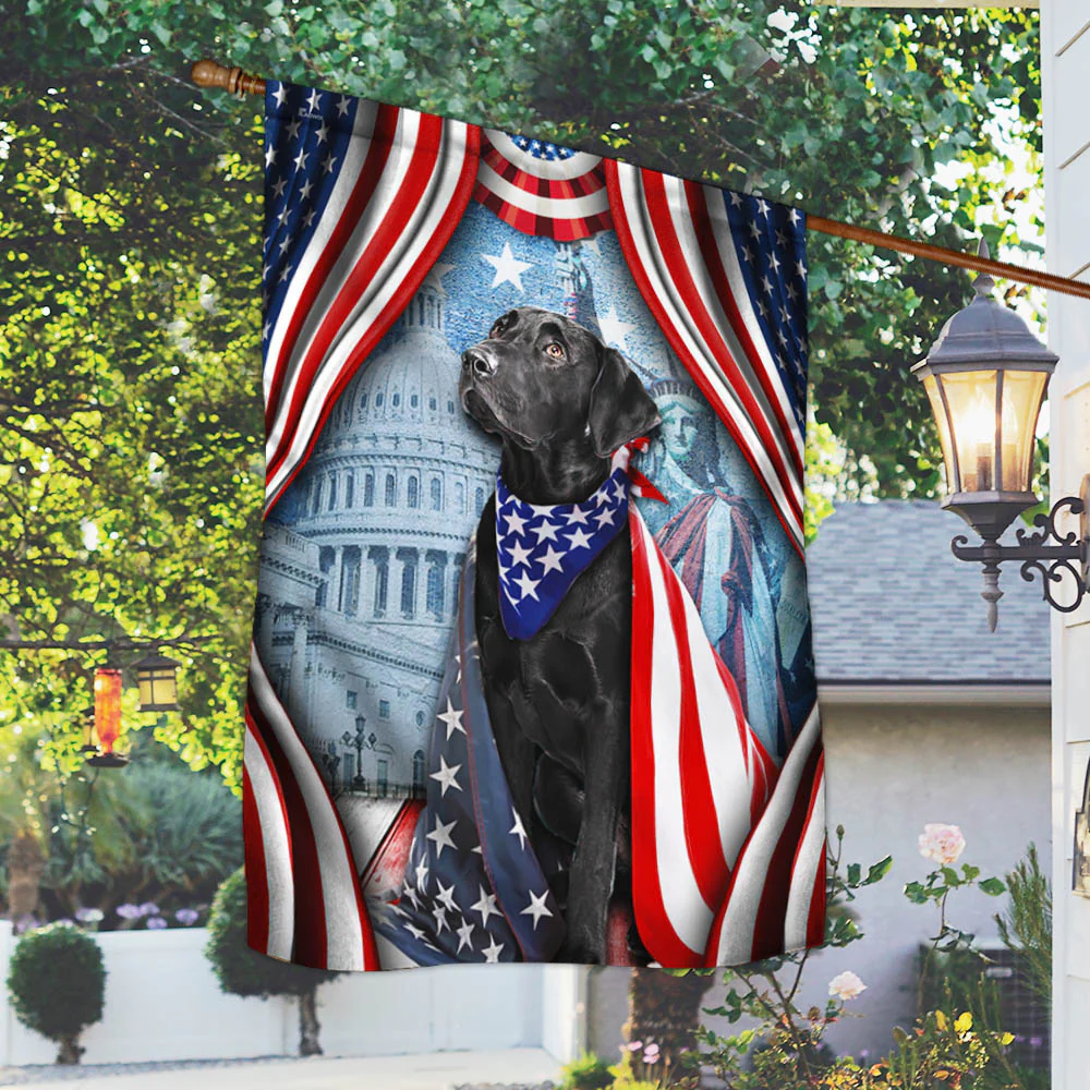 Bimipi American Flag - Happy 4th Of july. Black Labrador Retriever American Flag Wrapped in Glory