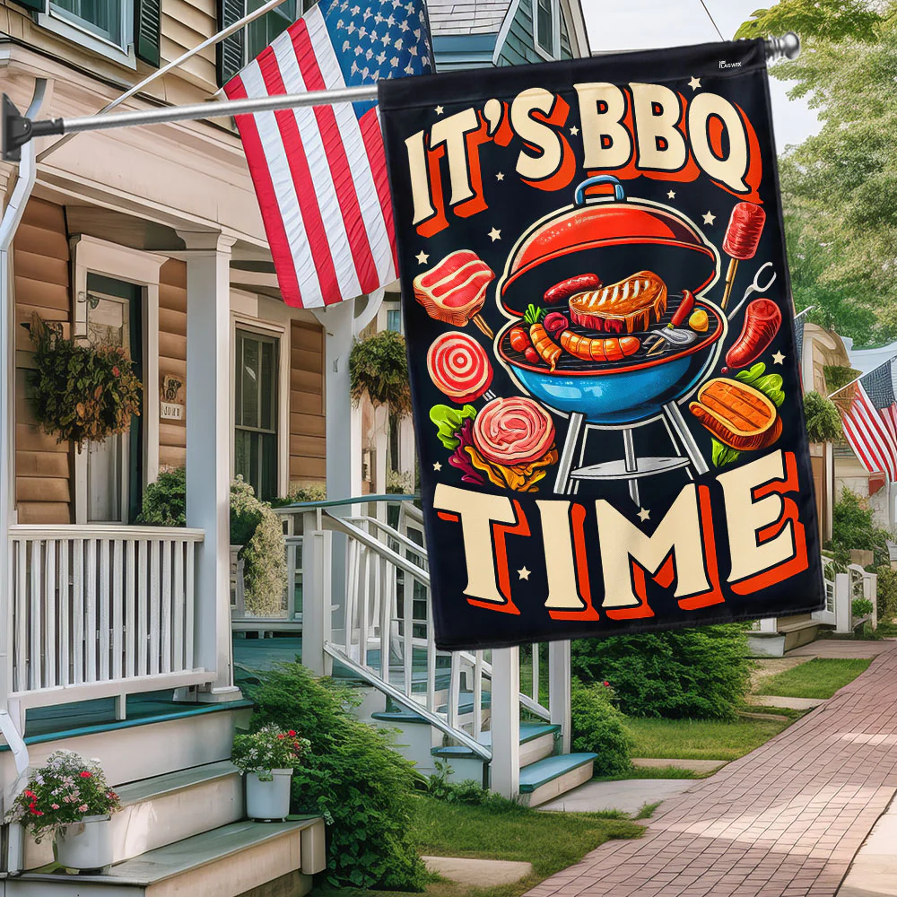 Bimipi American Flag - It's BBQ Time 4th Of july Flag