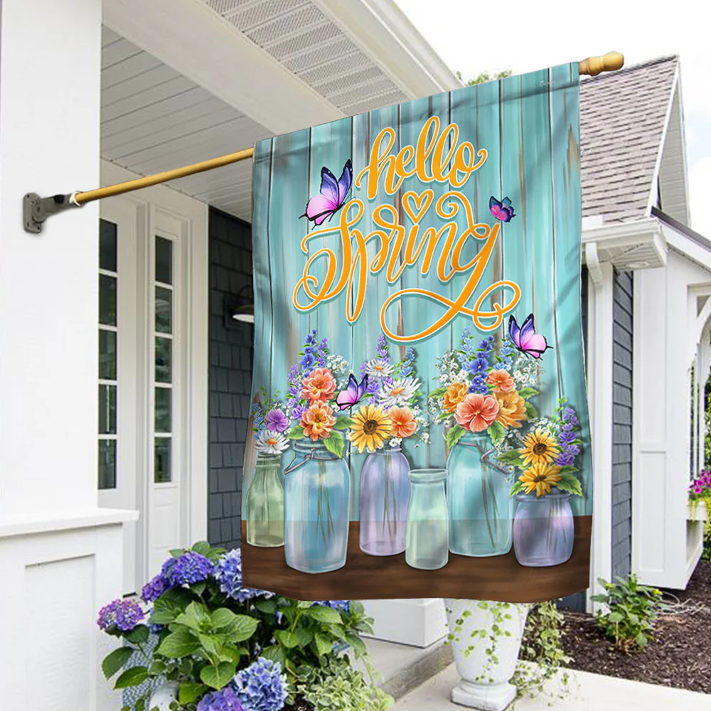 Hello Spring Welcome Spring Flag for Outdoor Home Decor, Spring Seasonal Design