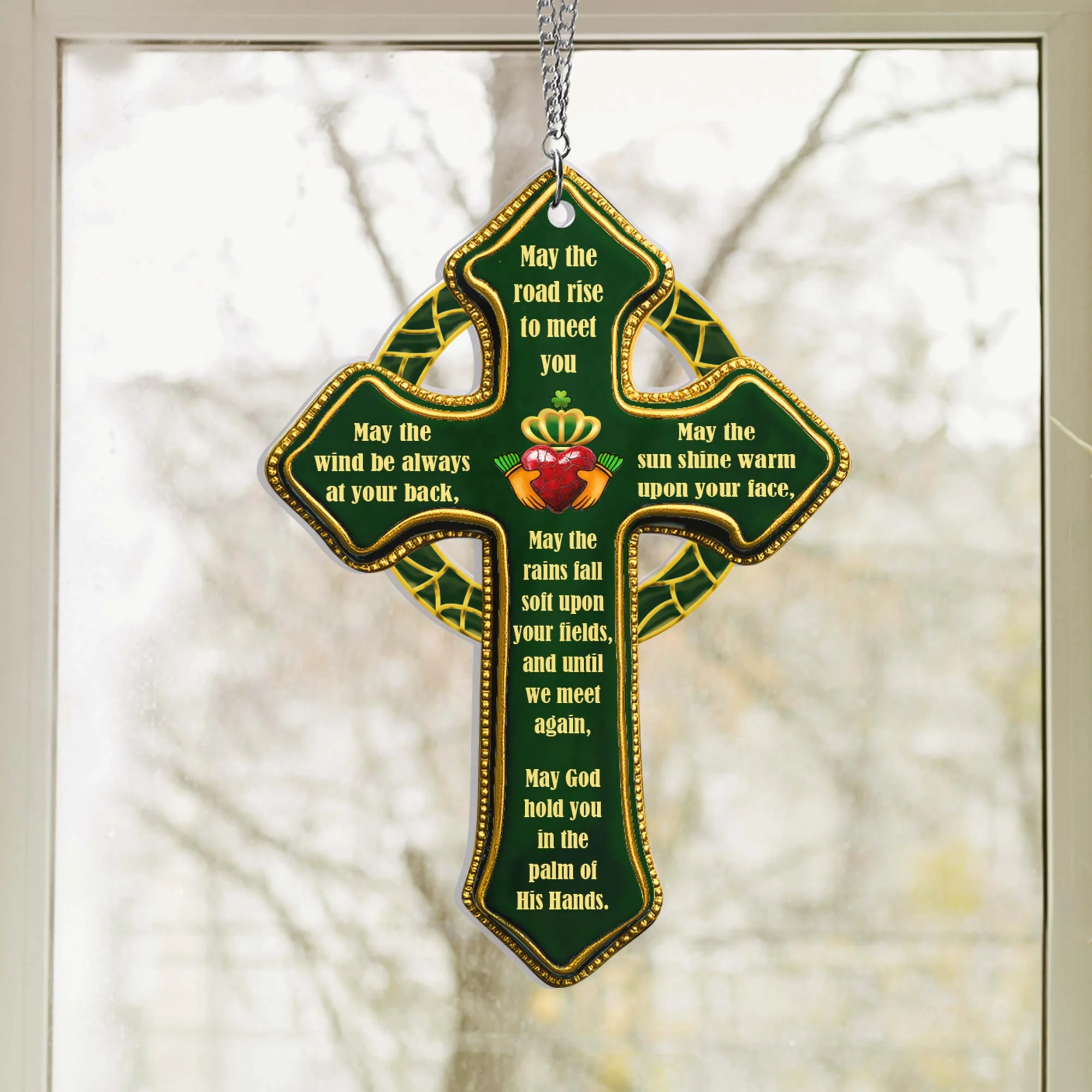 Irish Blessings Irish Celtic Cross Acrylic Suncatcher Hanging Sign