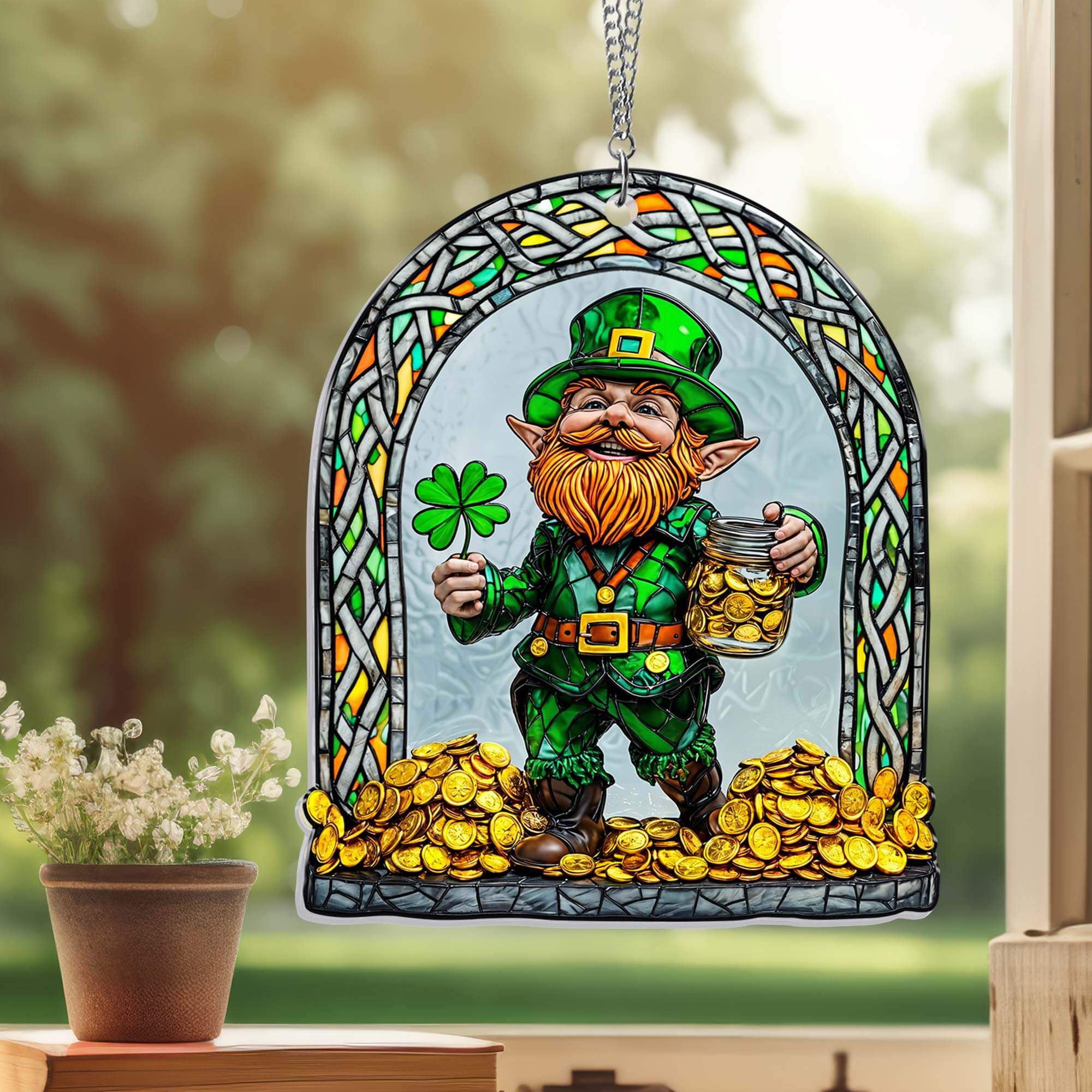 Leprechaun Irish Happy St. Patrick's Day Acrylic Suncatcher Hanging