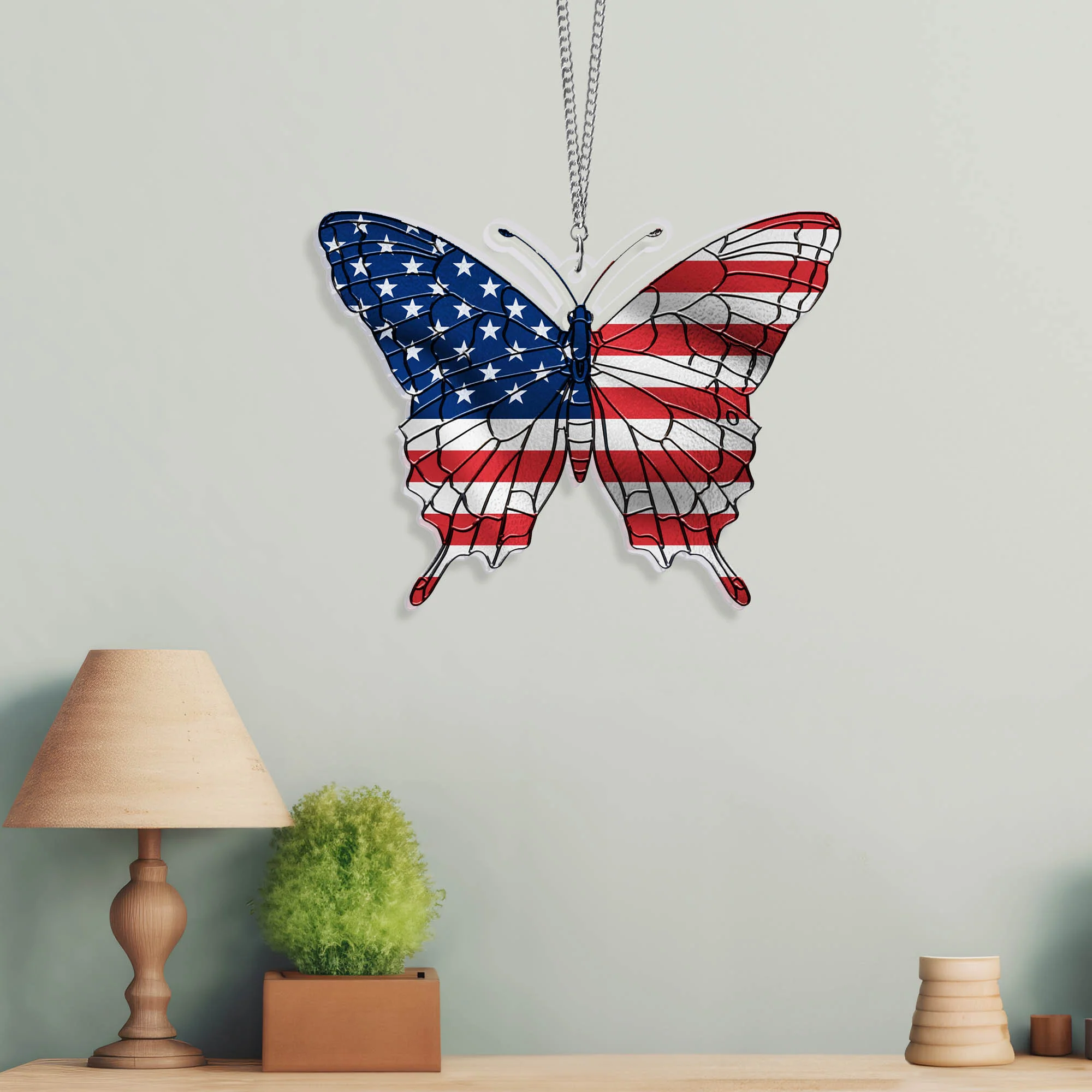 Patriotic Butterfly 4th Of july Suncatcher Window Hanging