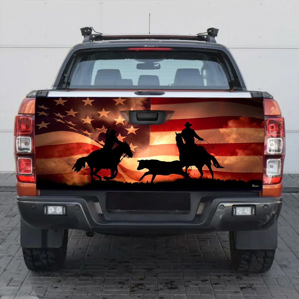 Cowboy Horse American Truck Tailgate Decal Sticker Wrap