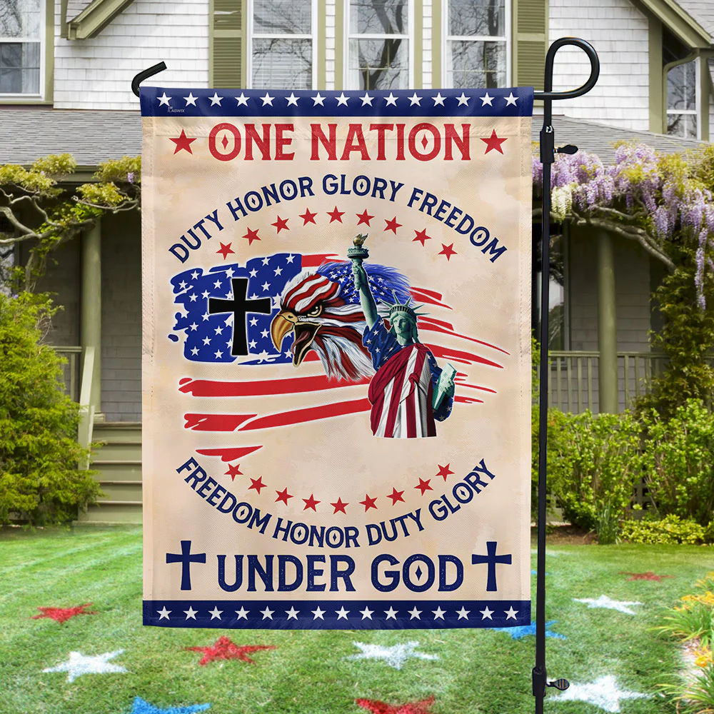 Bimipi American Flag - Patriot Eagle One Nation Under God Duty Honor Glory Freedom Flag
