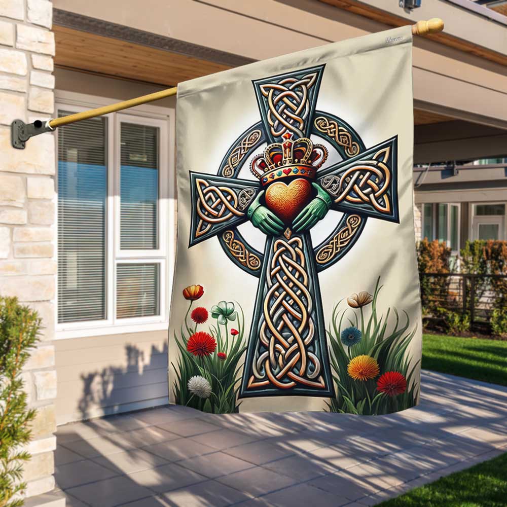 Bimipi  Irish Claddagh Celtic Cross Flag