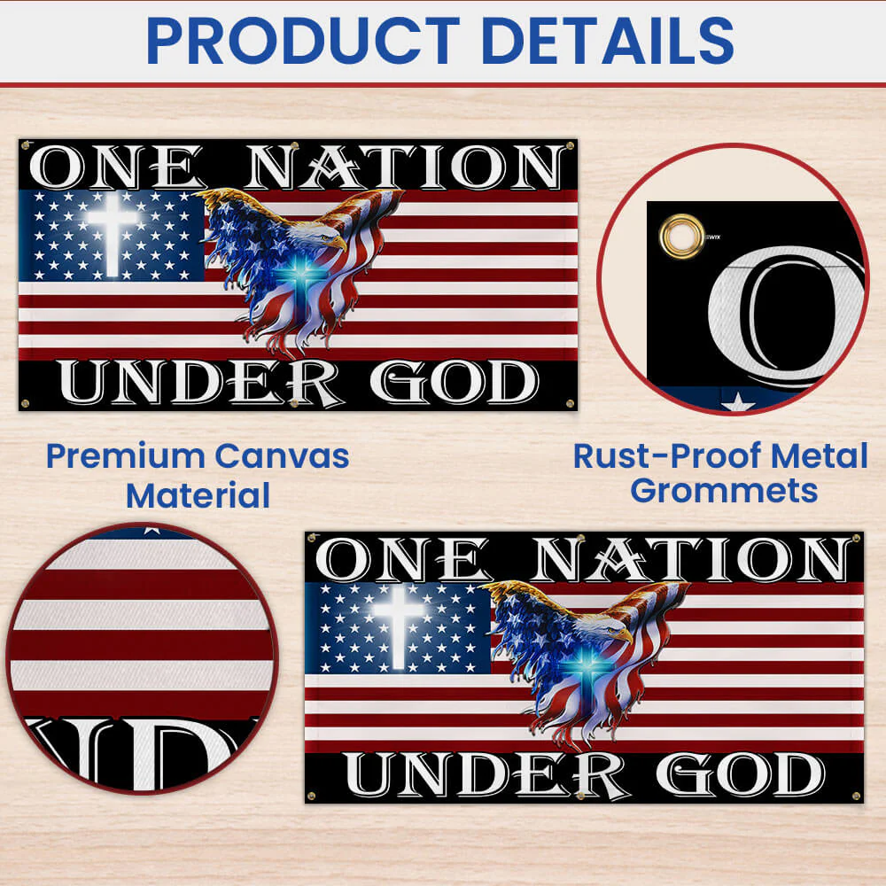 One Nation Under God American Eagle Patriot Fence Banner 3-Day Shipping