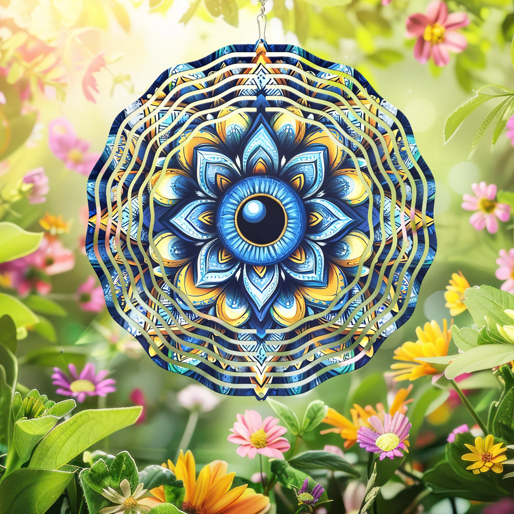 Jewish Evil Eye Mandala Wind Spinner