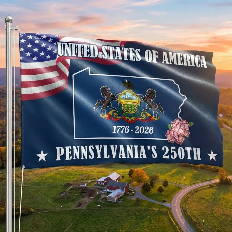 America 250 PA The Keystone Flag, 1776 2026 Pennsylvania Grommet Flag