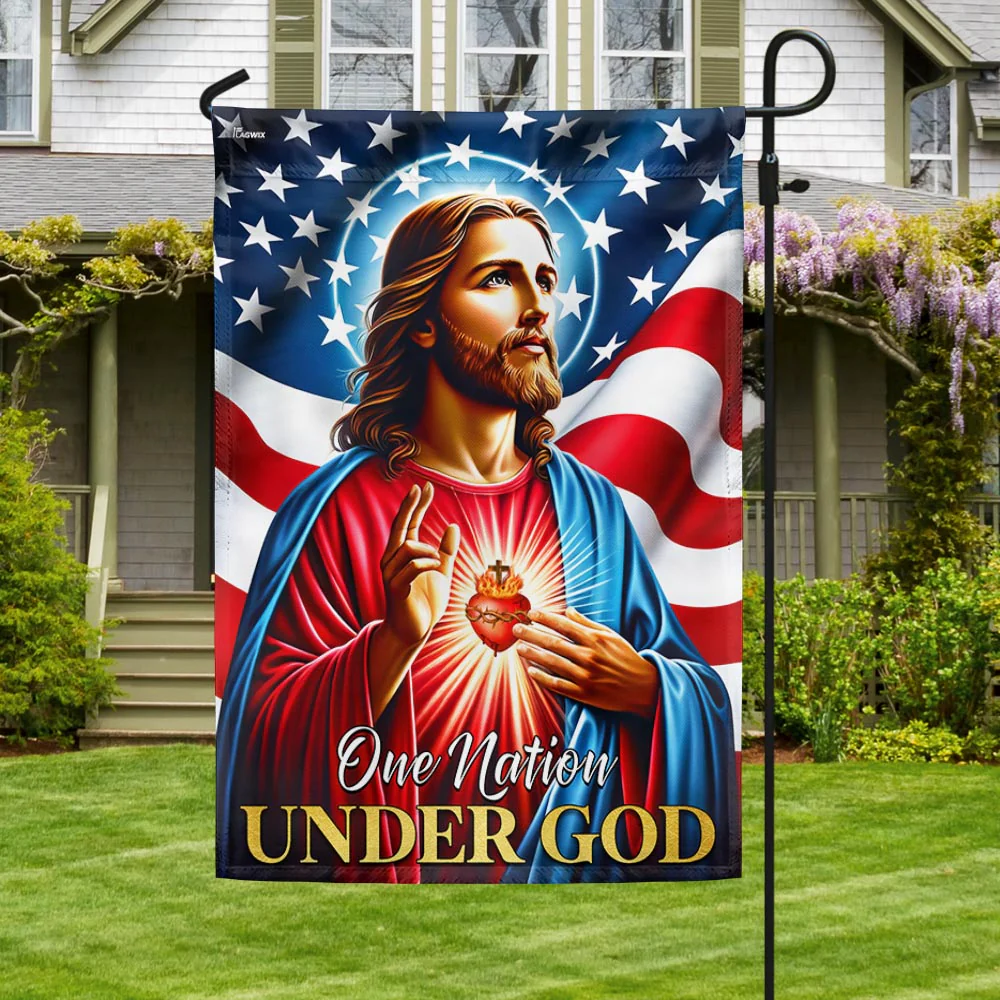 Bimipi  Jesus Christ American Flag One Nation Under God Flag