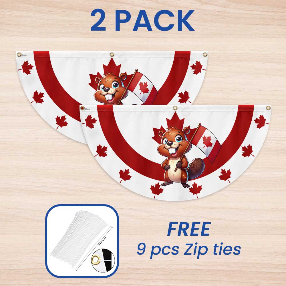 Happy Canada Day Beaver 1st Of july Non-Pleated Fan Flag