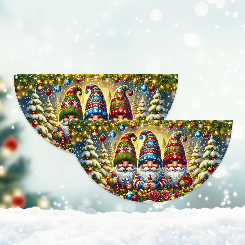Christmas Gnomes Holidays Winter Non-Pleated Fan Flag