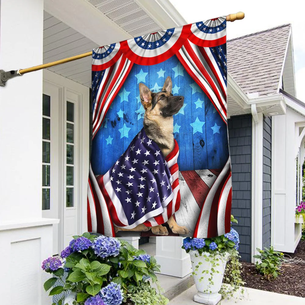 Bimipi American Flag - Happy 4th Of july German Shepherd Patriotic Dog American Flag Wrapped in Glory TPT898Fv2