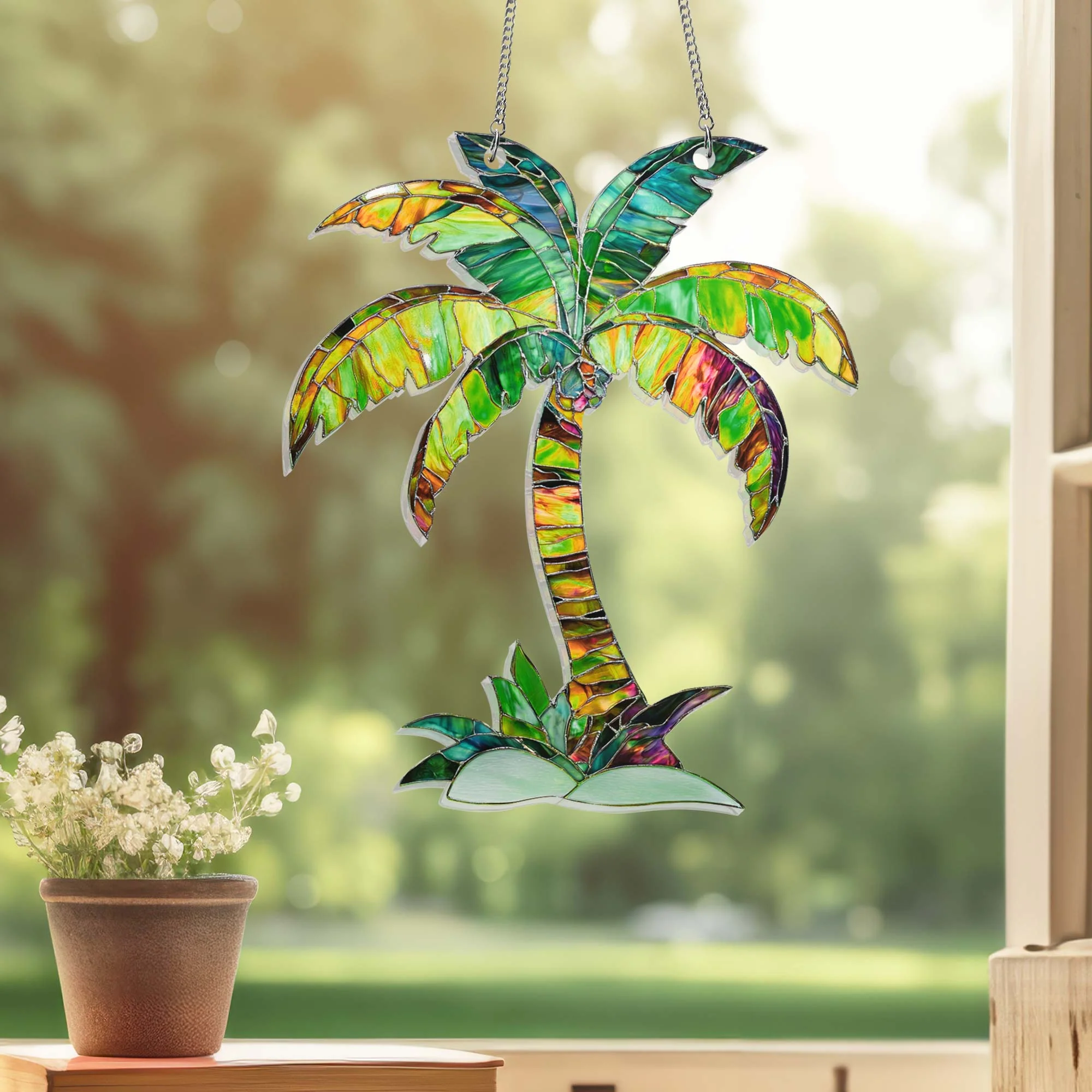 Palm Tree South Carolina Suncatcher Hanging Sign