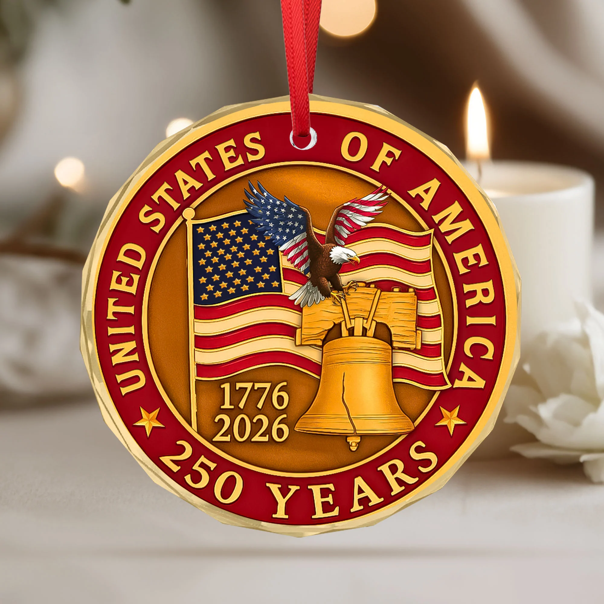 250 years of America Ornament, Patriotic 1776-2026 Liberty Bell Decoration, USA 250 Ornament, American Independence Day Gift, July 4 Decor