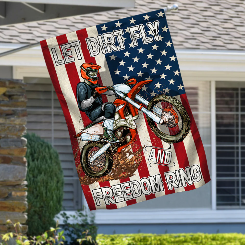 Motocross Patriotic American Flag