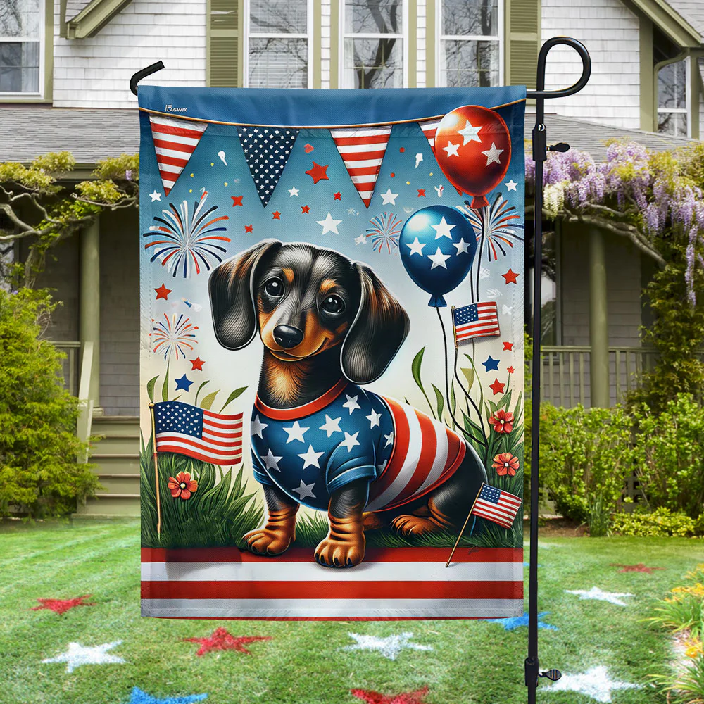 Bimipi American Flag - Dachshund Dog America 4th july Flag