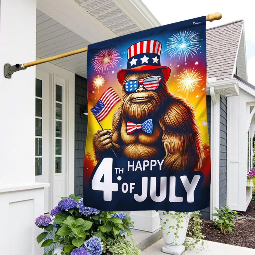 Bimipi American Flag - Patriotic Bigfoot Sasquatch Happy 4th Of july Independence Day Flag