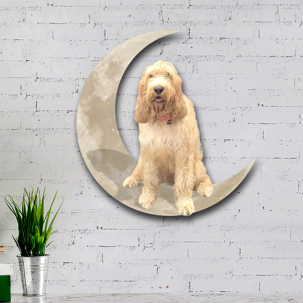 Custom Otterhound Dog On The Moon Hanging Metal Sign QNK1012MSpz1