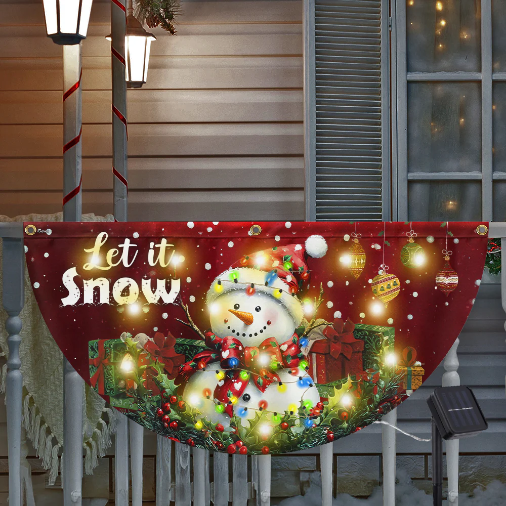 Let it Snow, Snowman Christmas Solar Led Fan Flag