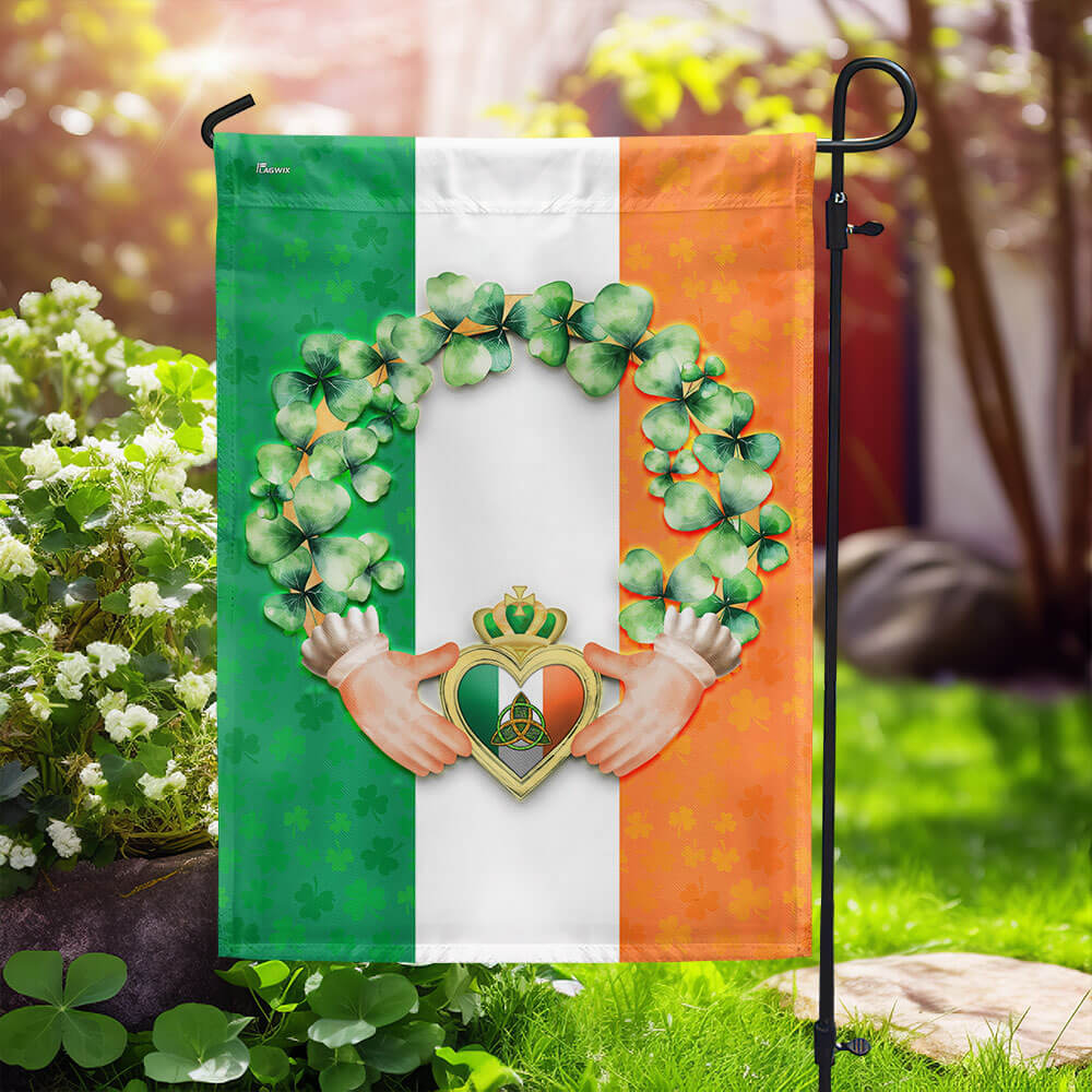 Claddagh With Shamrock, Irish St. Patrick’s Day Flag
