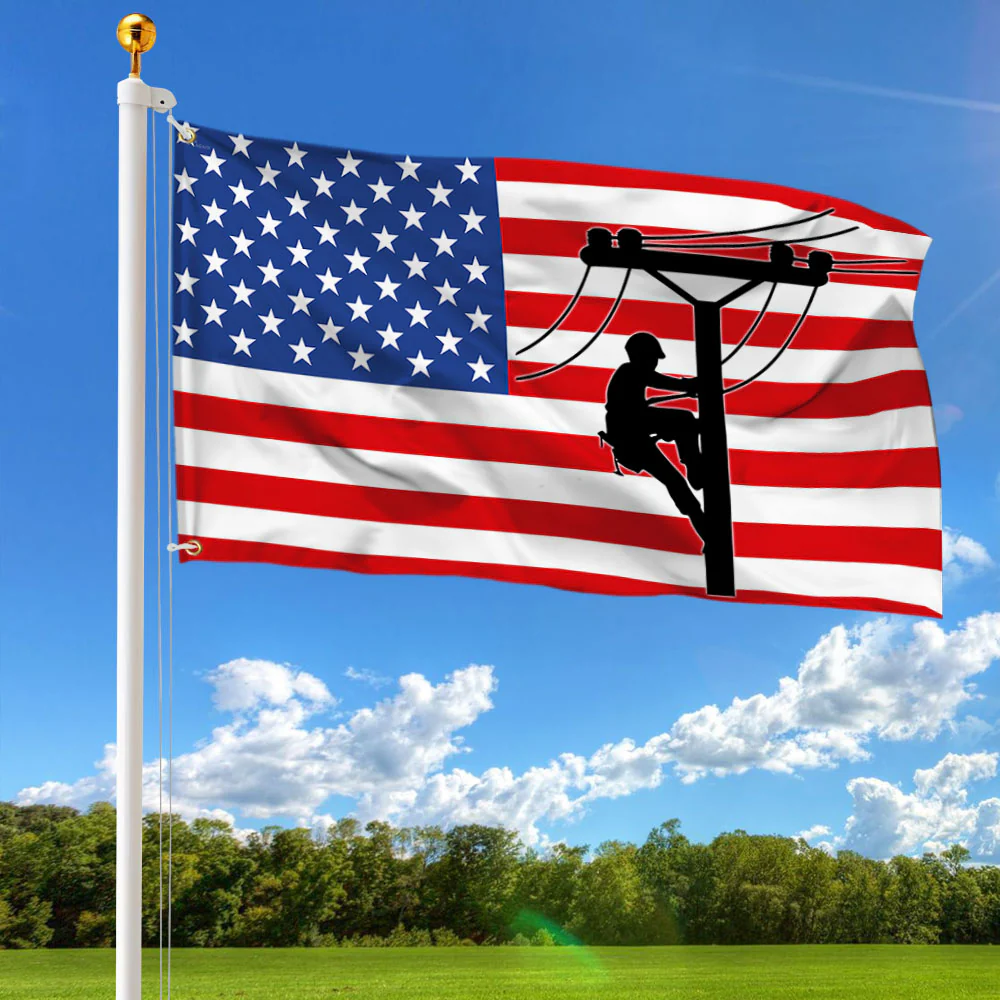 Patriotic Lineman American Flag