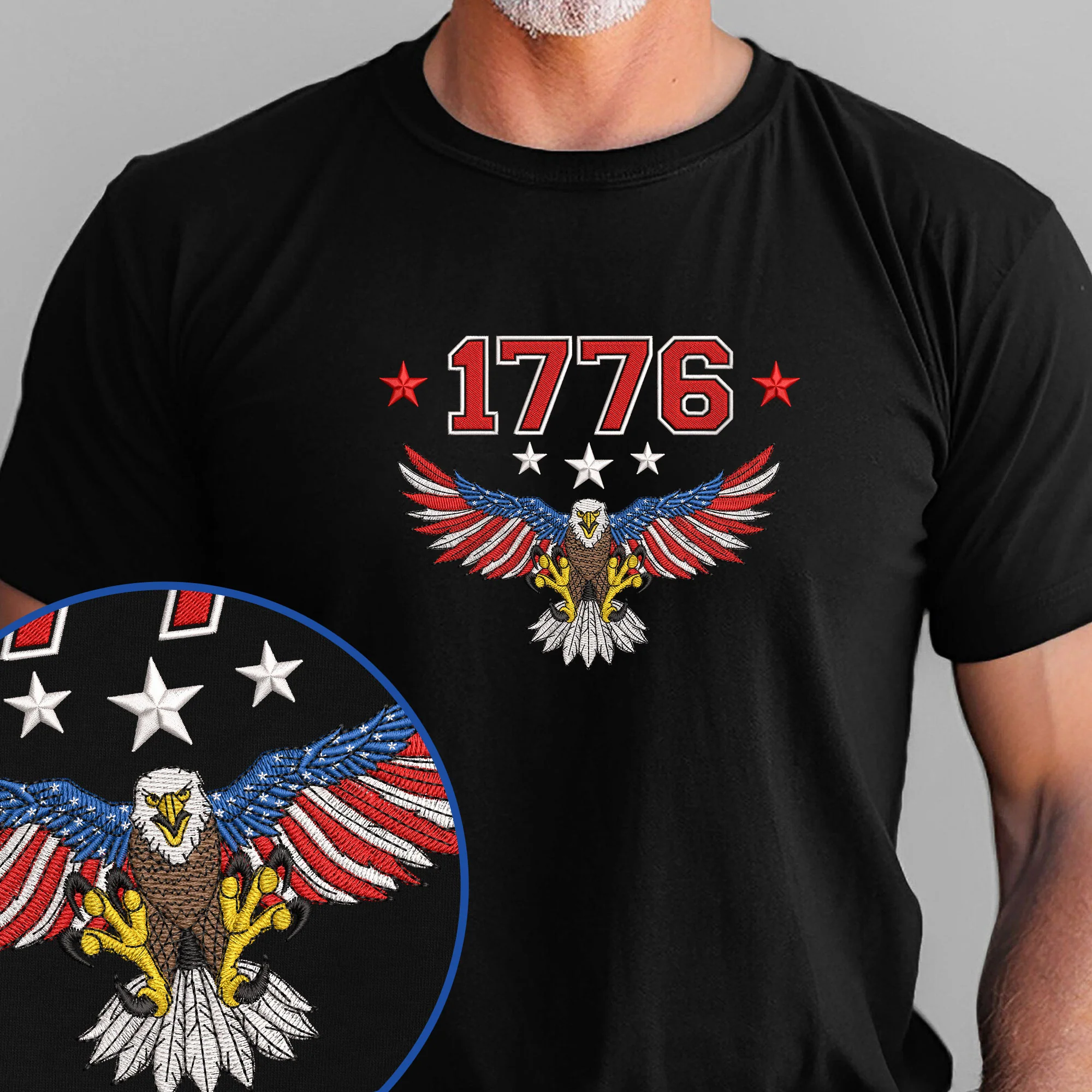 Patriotic T-shirt Eagle America 1776 Embroidered T-Shirt