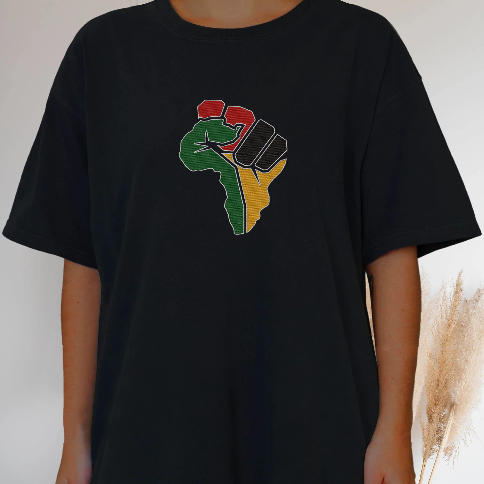 Juneteenth Freedom Day Fist Hand Embroidered T-Shirt