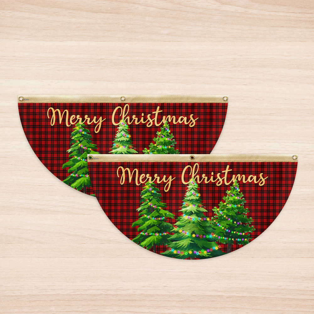 Merry Christmas Non-Pleated Fan Flag
