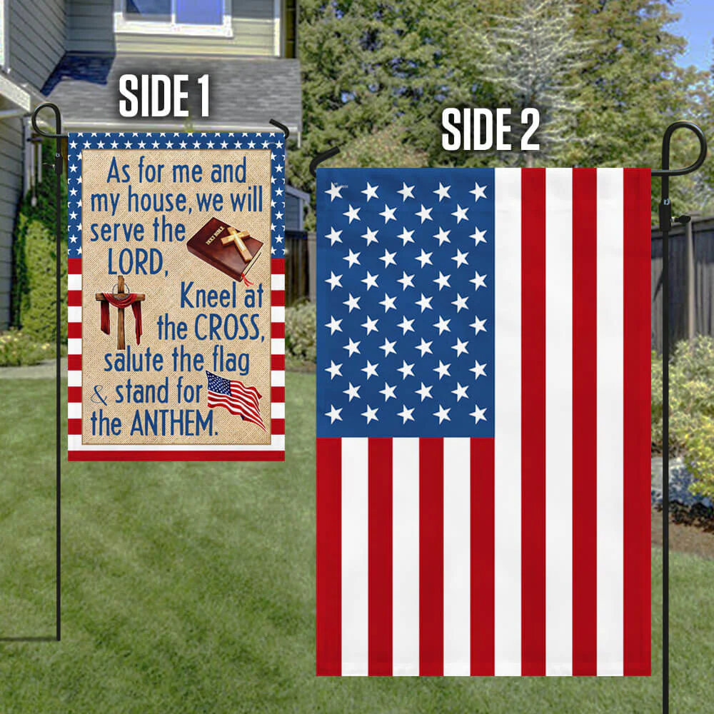 Bimipi American Flag - Jesus Christian Cross American Flag As For Me And My House We Will Serve The Lord Two-Sided Flag