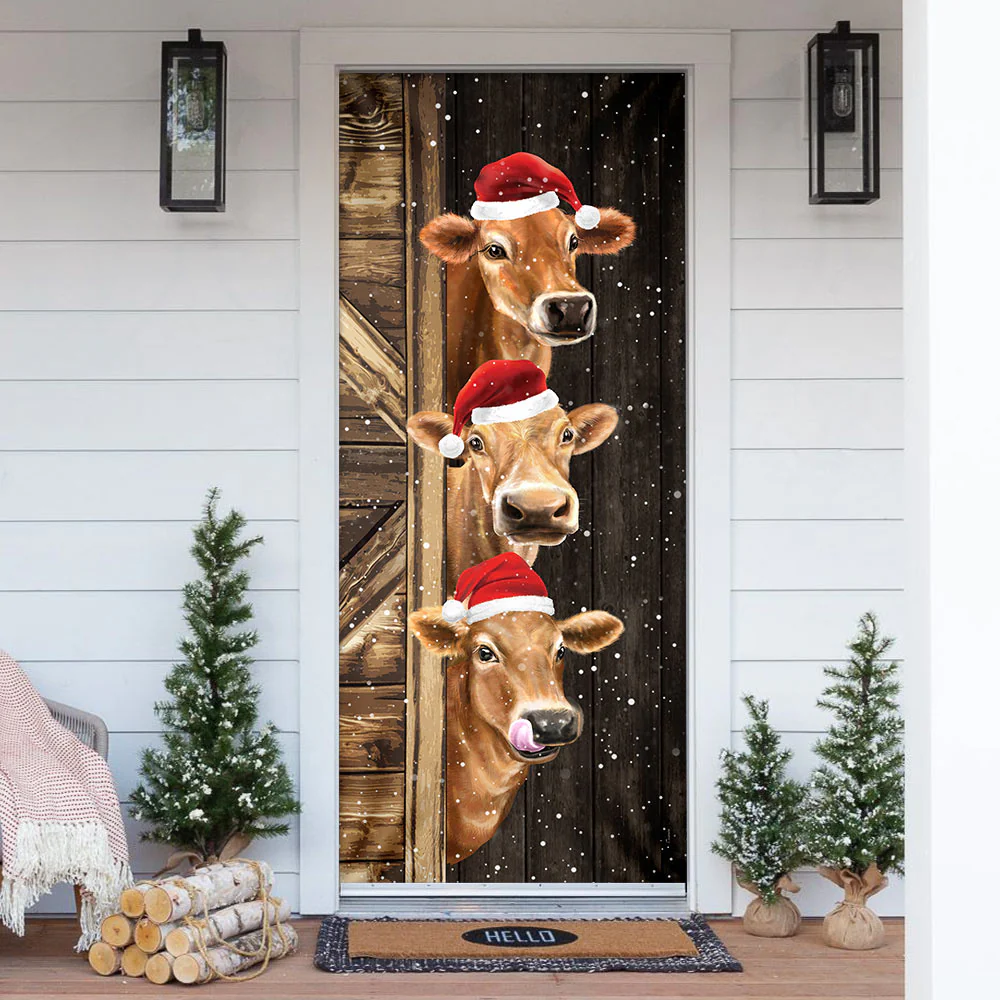 Cattle Door Cover Funny Cows Door Cover, Farm Door Decor