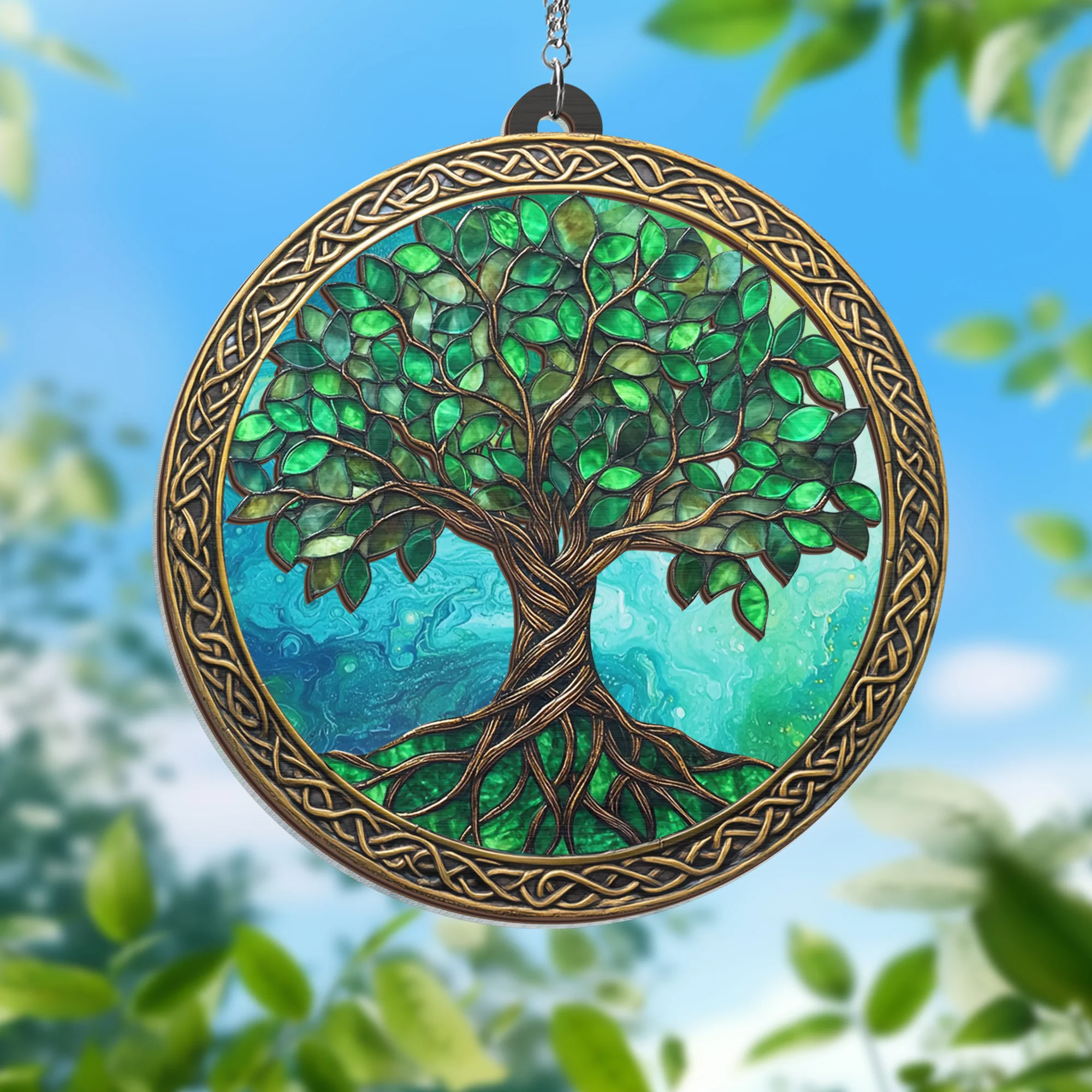 Celtic Tree of Life Irish 2 Layered Hanging Suncatcher