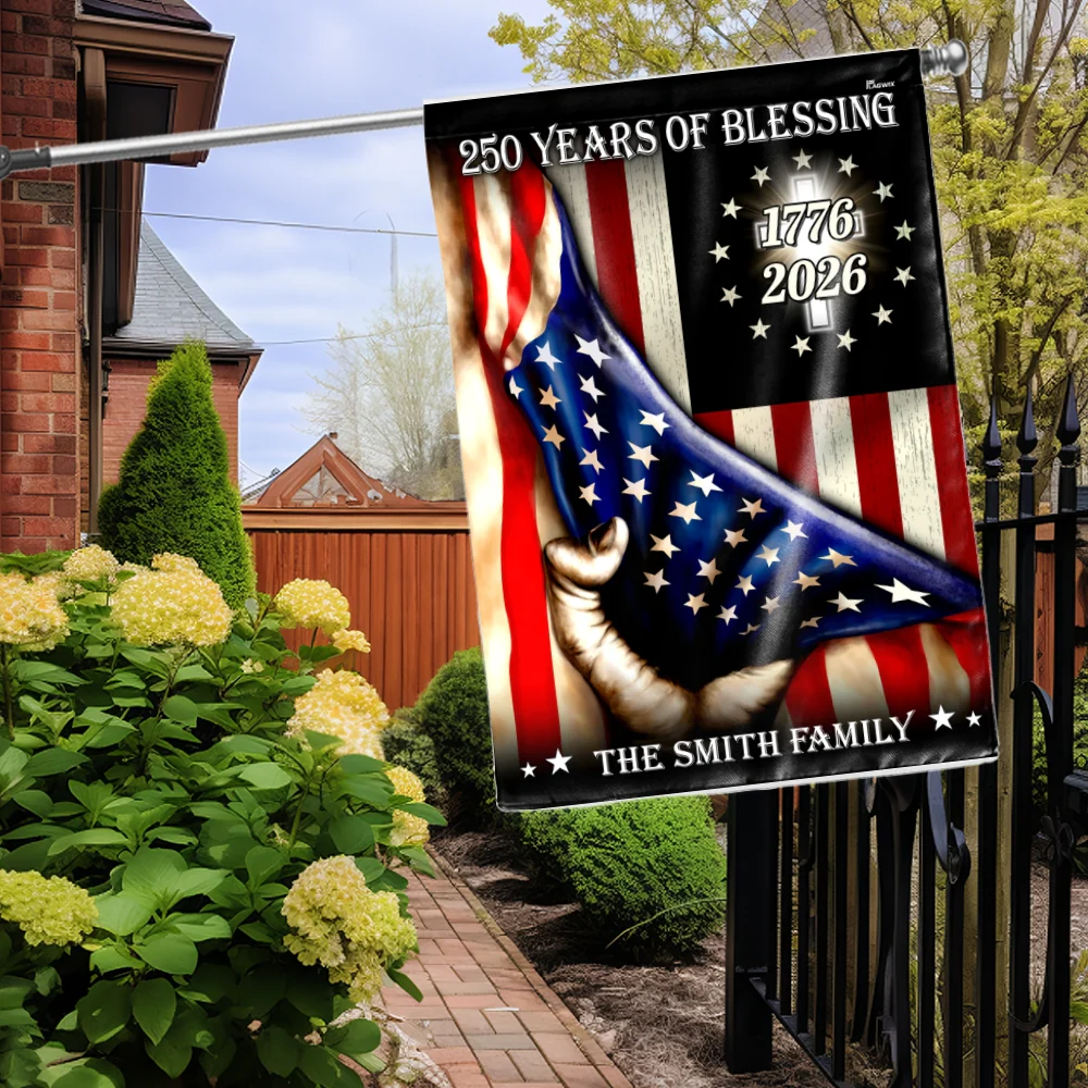 Personalized 250 Years of Blessing Flag, 1776 2026 Christian Home Decor