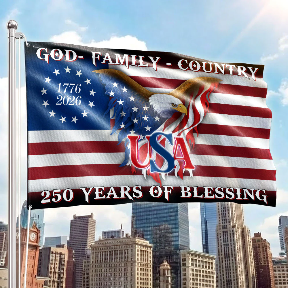 Betsy Ross 250 Years of Blessing 1776 2026 USA Patriotic Grommet Flag