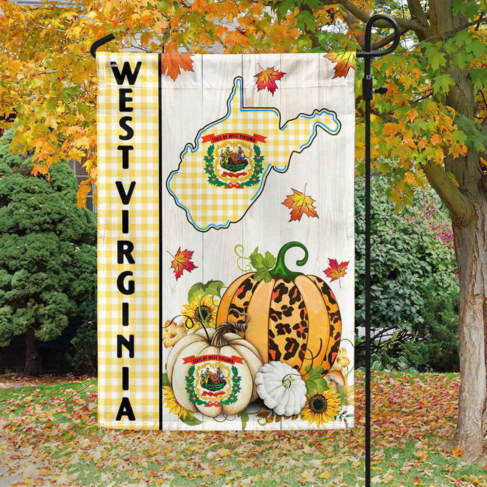 West Virginia State Fall Thanksgiving Pumpkins Flag