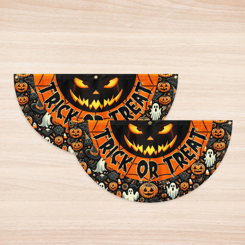 Scary Pumpkin Trick Or Treat Happy Halloween Non-Pleated Fan Flag TPT2175FLn
