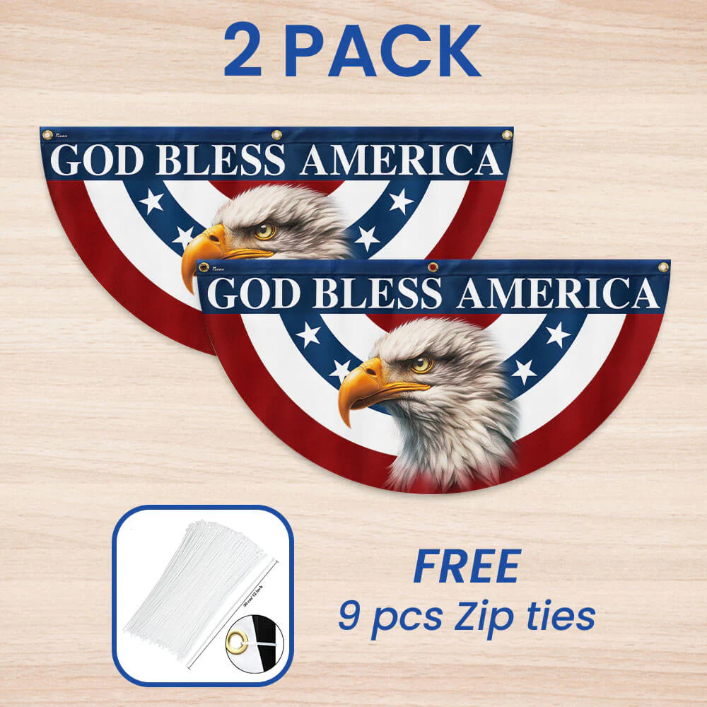 American Flag - Patriotic Eagle God Bless America Bunting 3-Day Shipping