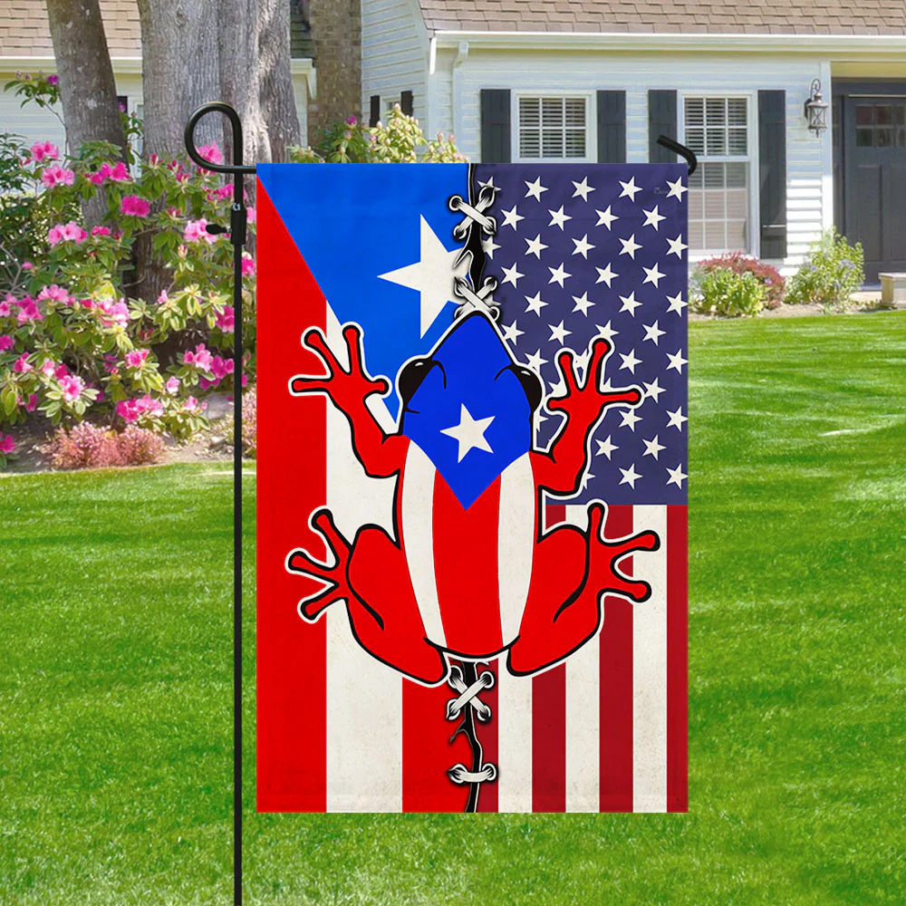 Puerto Rico USA Coquí Flag Puerto Rican American Flag