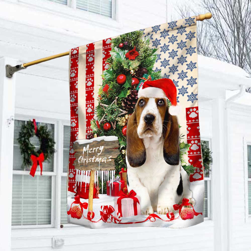 Basset Hound Christmas American Flag