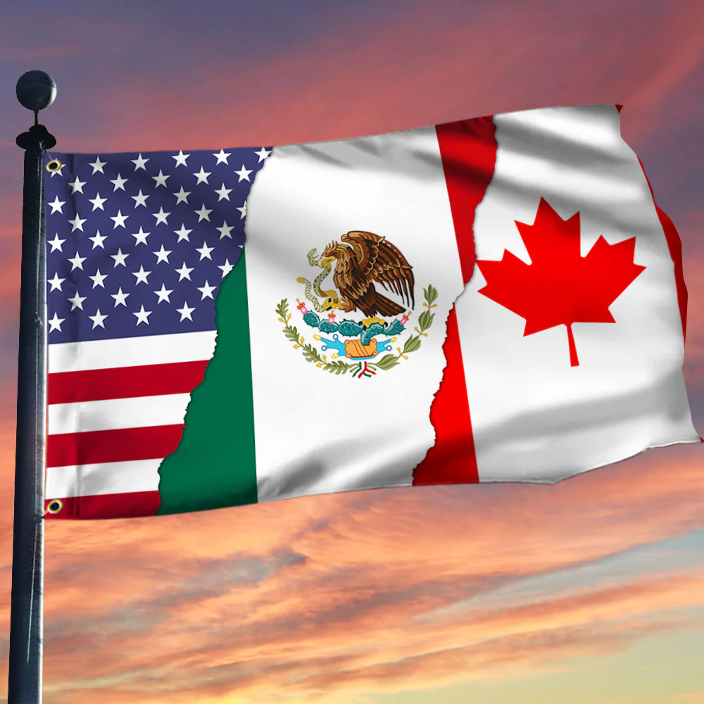 Mexican Canadian American Flag Friendship Grommet Flag