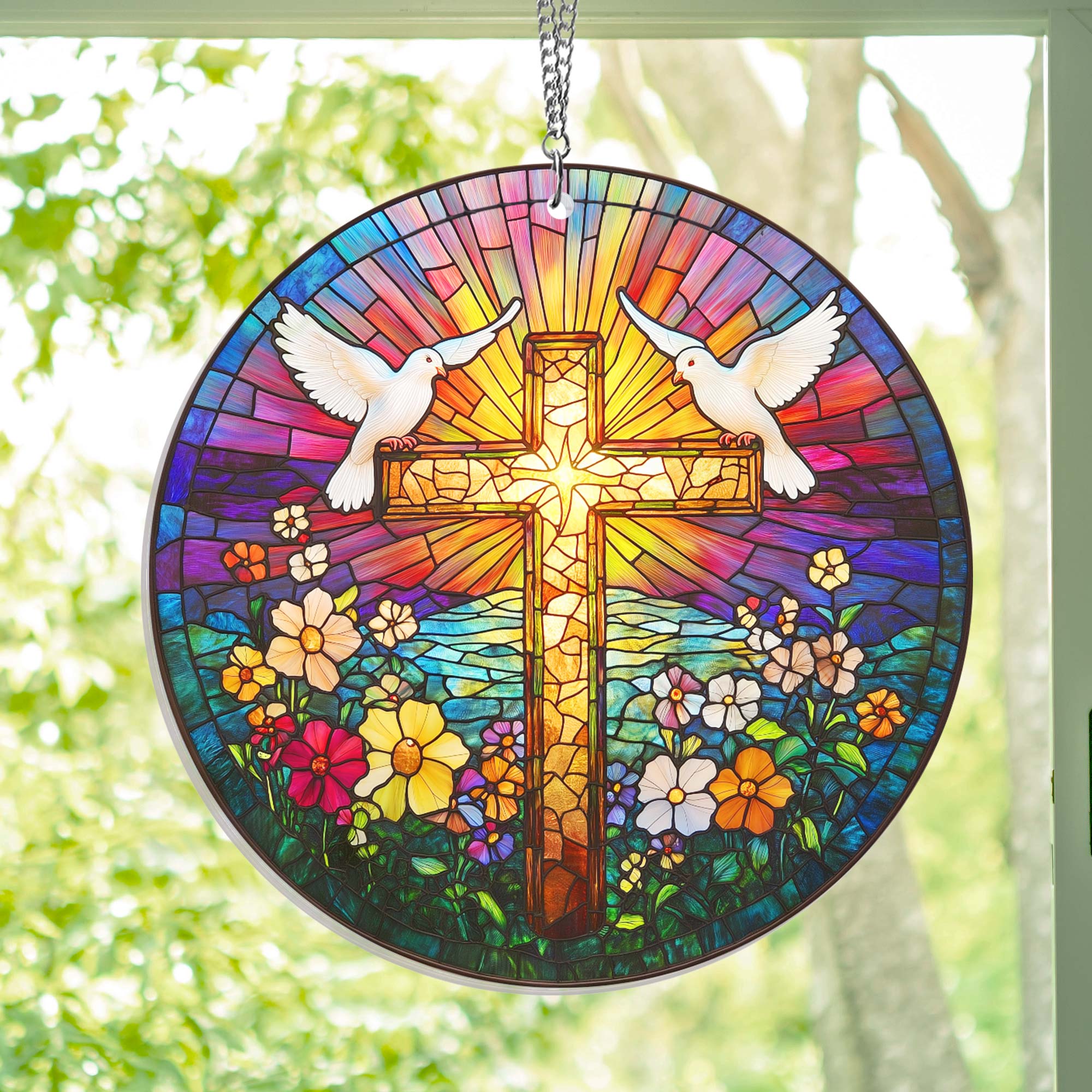 Christian Cross Religious Suncatcher Acrylic Hanging