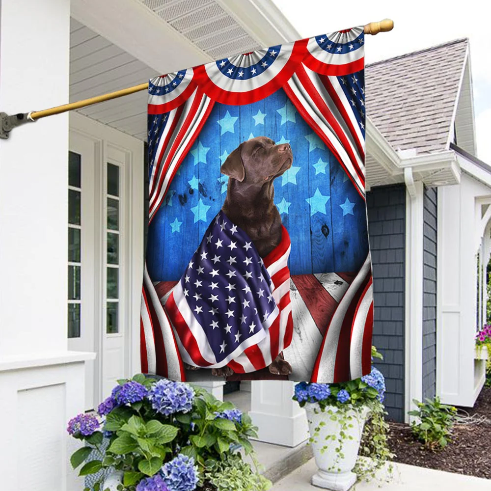 Bimipi American Flag - Happy 4th Of july. Chocolate Labrador Retriever American Flag Wrapped in Glory
