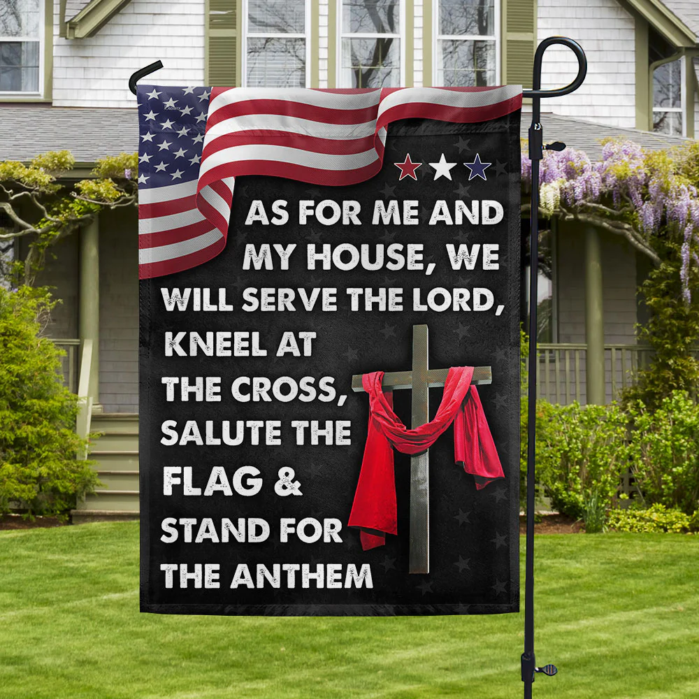 Jesus Cross American Flag As For Me And My House We Will Serve The Lord Flag  3-Day Shipping