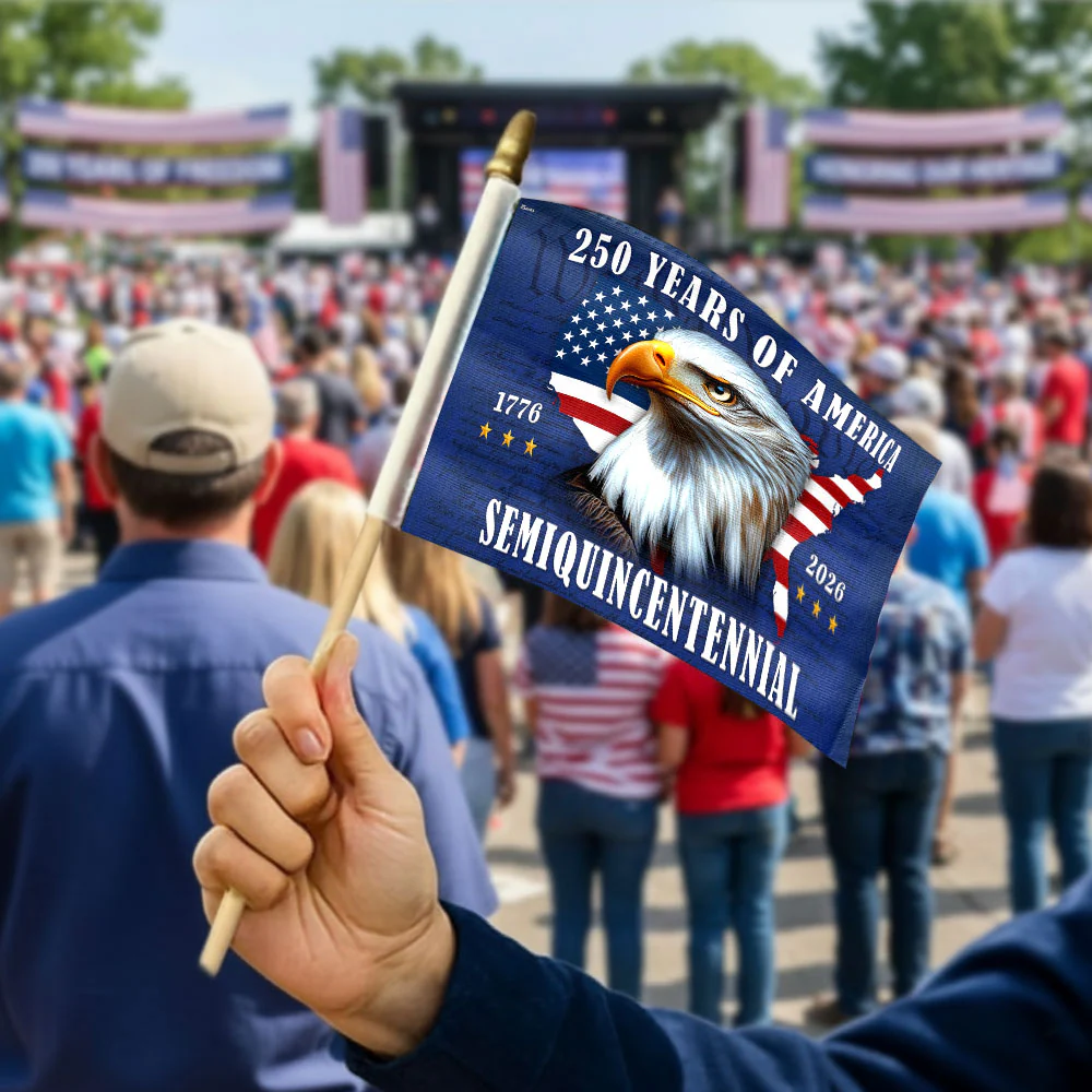 250 Years of America Patriotic Eagle Handheld Flag