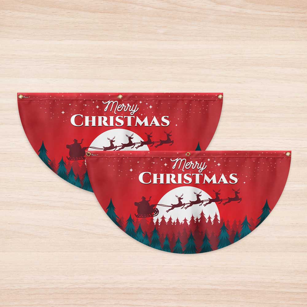 Christmas Fan Flag Xmas Santa's Sleigh Non-Pleated Fan Flag